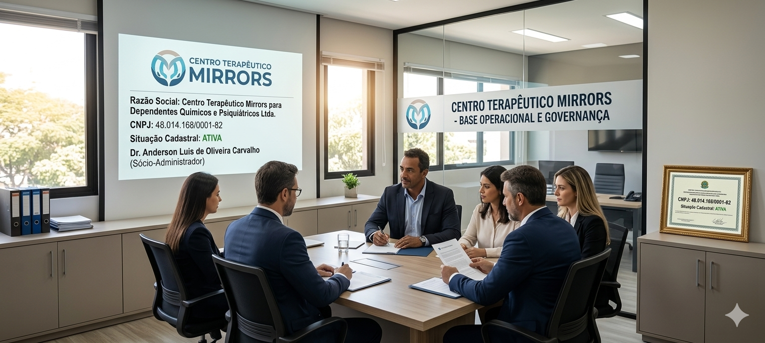 The image shows a group of people sitting around a table in an office setting, with a large screen displaying a presentati...